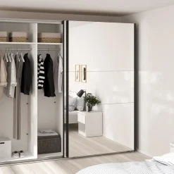 Hioshop Como schuifdeurkast 2 deuren met spiegel 245x220cm mat grijs Clearance