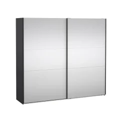 Hioshop Como schuifdeurkast 2 deuren met spiegel 245x220cm mat grijs Clearance