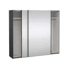 Hioshop Como schuifdeurkast 2 deuren met spiegel 245x220cm mat grijs Clearance