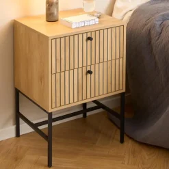 Hioshop Dylan nachtkastje 2 lades natuur Sale