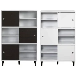 Hioshop Evolution wandkast 3 deuren- 6 planken wit- zwart Online