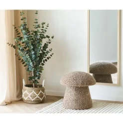 Merkloos Hioshop Gida poef Ø45cm imitatiebont bruin Clearance