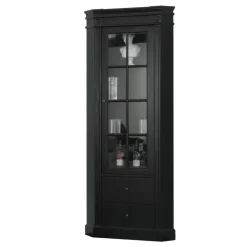 Hioshop Hoekvitrinekast hoekkast zwart antiek patine barok Mozart New