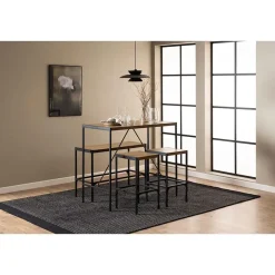 Hioshop Hugo bartafel set tafel- bank en 2 stoelen natuur Clearance