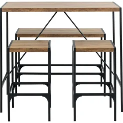 Hioshop Hugo bartafel set tafel- bank en 2 stoelen natuur Clearance