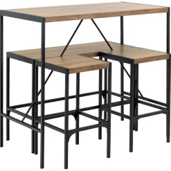 Hioshop Hugo bartafel set tafel- bank en 2 stoelen natuur Clearance