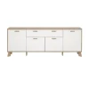 Hioshop Ikast dressoir 4 deuren- 1 lade eiken decor- wit Outlet