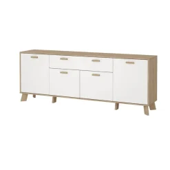 Hioshop Ikast dressoir 4 deuren- 1 lade eiken decor- wit Outlet