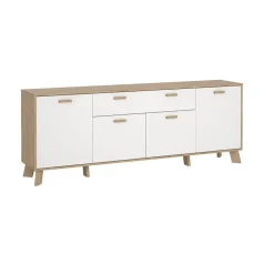 Hioshop Ikast dressoir 4 deuren- 1 lade eiken decor- wit Outlet