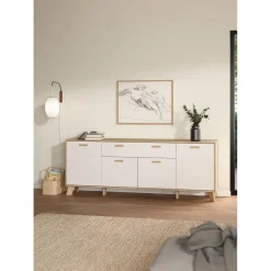 Hioshop Ikast dressoir 4 deuren- 1 lade eiken decor- wit Outlet