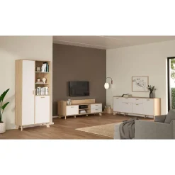 Hioshop Ikast dressoir 4 deuren- 1 lade eiken decor- wit Outlet