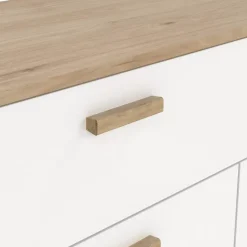 Hioshop Ikast dressoir 4 deuren- 1 lade eiken decor- wit Outlet