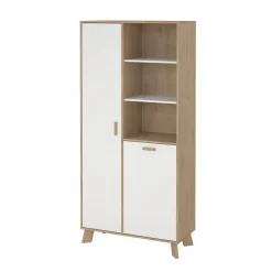 Hioshop Ikast vitrinekast 2 deuren- 3 planken eiken decor- wit Sale