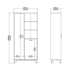 Hioshop Ikast vitrinekast 2 deuren- 3 planken eiken decor- wit Sale