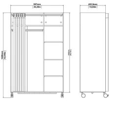 Hioshop Kit kledingkast 160x100x49cm- Open- garderobesysteem wit- beige Best