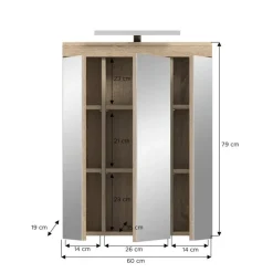 Merkloos Hioshop Lambada spiegelkast inclusief verlichting 2 deuren- 3 spiegeldeuren- 3 Online