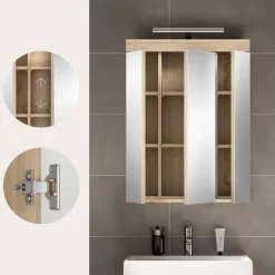 Merkloos Hioshop Lambada spiegelkast inclusief verlichting 2 deuren- 3 spiegeldeuren- 3 Online