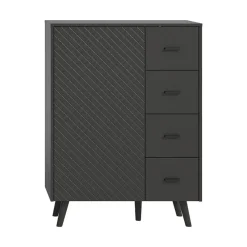 Hioshop Linea dressoir 4 laden 1 deur mat grijs Discount