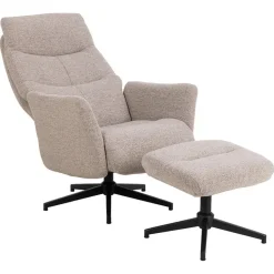 Hioshop London fauteuil recliner met voetenbank bouclé beige Online