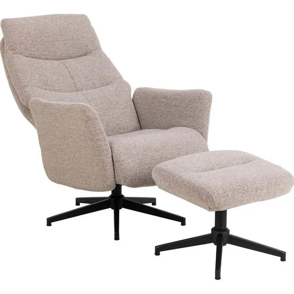 Hioshop London fauteuil recliner met voetenbank bouclé beige Online