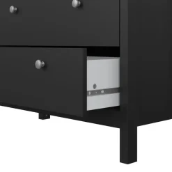 Hioshop Madrid vitrinekast 2 glazen deuren 3 laden zwart mat Outlet