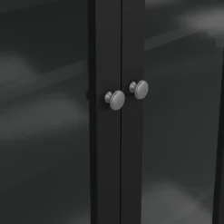 Hioshop Madrid vitrinekast 2 glazen deuren 3 laden zwart mat Outlet