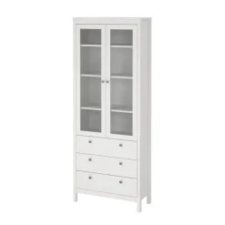 Hioshop Madrid vitrinekast 2 glazen deuren 3 laden wit Best