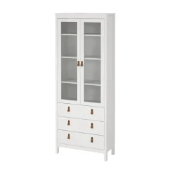 Hioshop Madrid vitrinekast 2 glazen deuren 3 laden wit Best