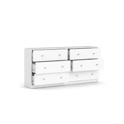 Hioshop Maria kommode breed met 6 lades- wit Outlet