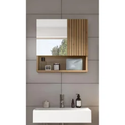 Merkloos Hioshop Mone spiegelkast 1 deur- 1 spiegeldeur- 1 plank eiken decor Clearance