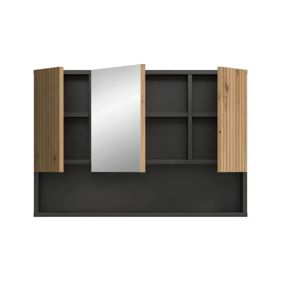 Merkloos Hioshop Mone spiegelkast 2 deuren- 1 spiegeldeur- 1 plank eiken decor- Clearance