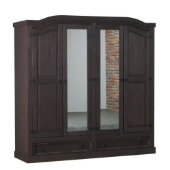 Hioshop New Mexico 4-deurs kledingkast bruin met spiegel Clearance