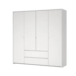 Hioshop Next kledingkast 4 deuren 2 lades 197x200cm wit Outlet