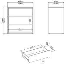 Hioshop Next ladekast 3 lades hoogglans wit Outlet