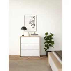 Hioshop Next ladekast 3 lades hoogglans wit Outlet