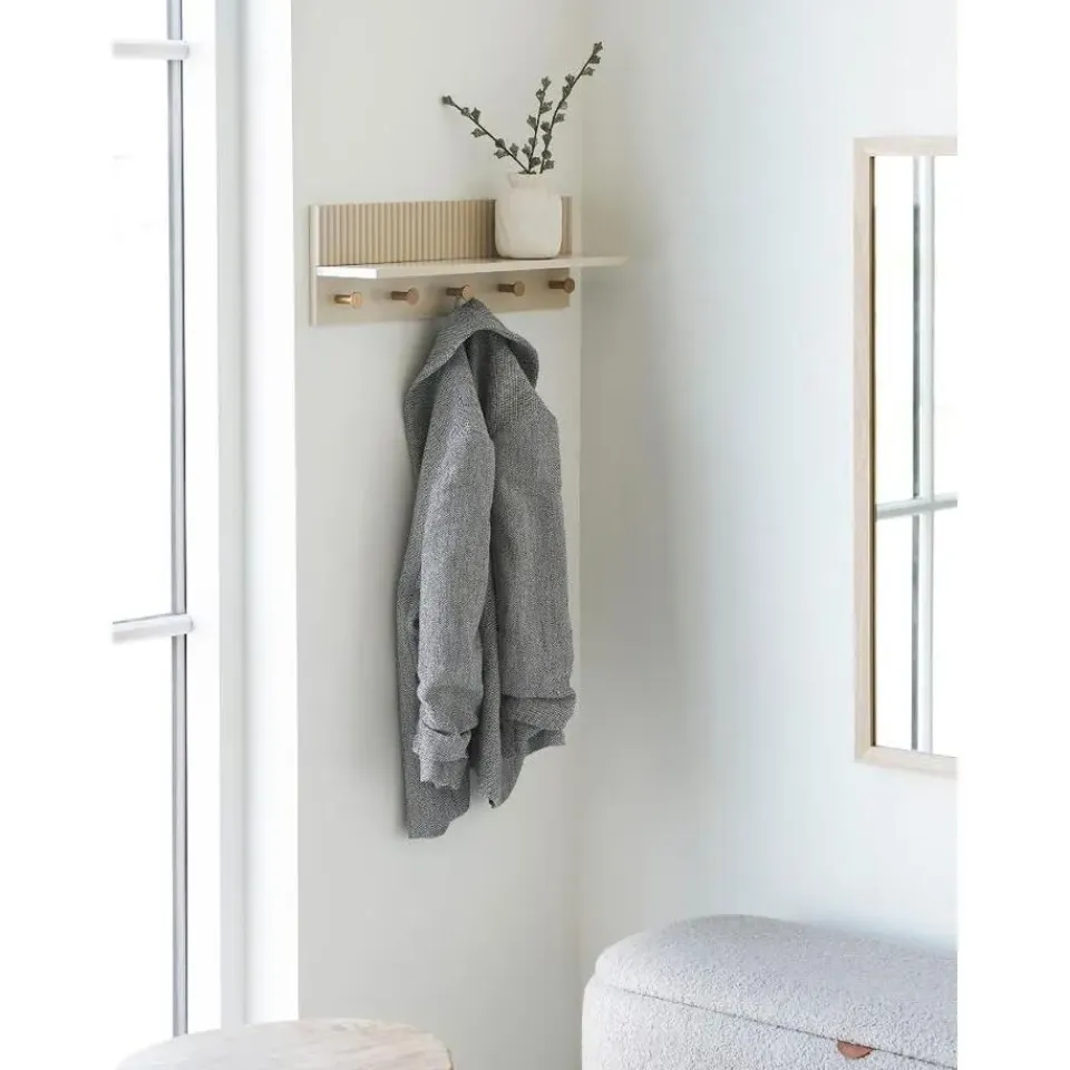 Merkloos Hioshop Nika kapstok 5 haken beige New