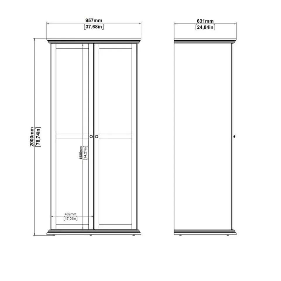 Hioshop North kledingkast 2 deuren wit Online