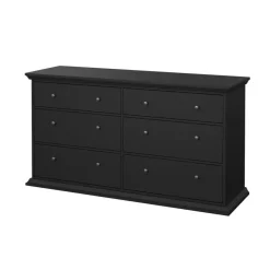 Hioshop North kommode 6 laden zwart mat Outlet