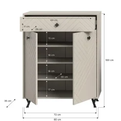 Hioshop Notes schoenenkast 2 deuren mat beige Online