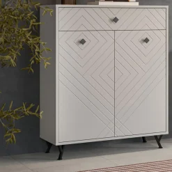 Hioshop Notes schoenenkast 2 deuren mat beige Online