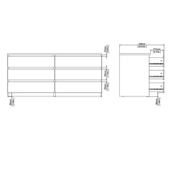 Hioshop Noulan commode 6 lades witte essenhout decor Online