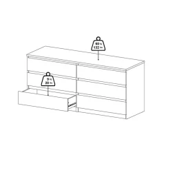 Hioshop Noulan commode 6 lades witte essenhout decor Online