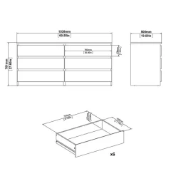 Hioshop Noulan commode 6 lades witte essenhout decor Online