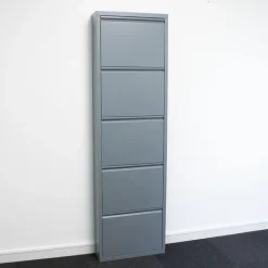 Hioshop Pisa schoenenkast grijs metaal met 10 vakken