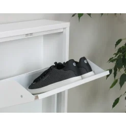 Hioshop Pisa schoenenkast wit metaal met 3 vakken - set van 3 Discount