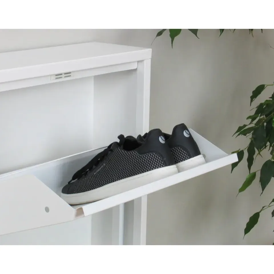 Hioshop Pisa schoenenkast wit metaal met 3 vakken - set van 3 Discount