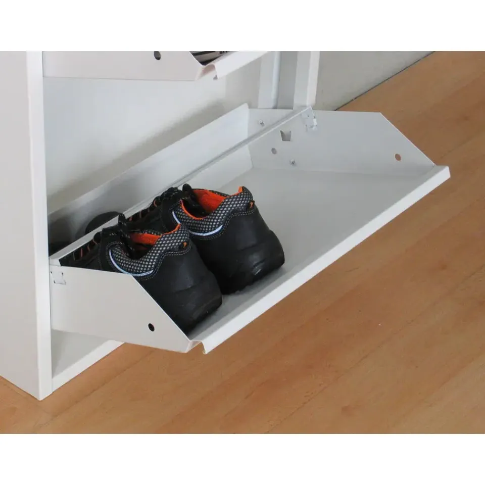 Hioshop Pisa schoenenkast wit metaal met 3 vakken - set van 3 Discount