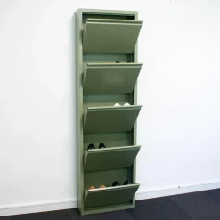 Hioshop Pisa schoenenkast groen metaal met 10 vakken Clearance