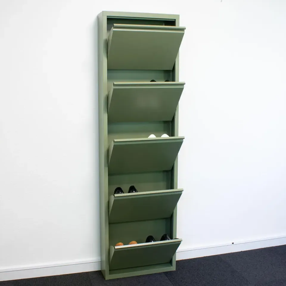 Hioshop Pisa schoenenkast groen metaal met 10 vakken Clearance