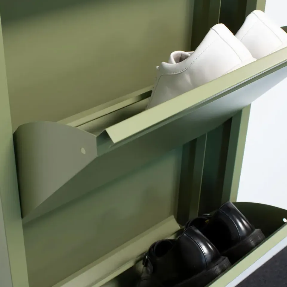 Hioshop Pisa schoenenkast groen metaal met 10 vakken Clearance